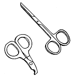 Ножницы с закругленными концами для выстригания свалявшейся шерсти и ножницы