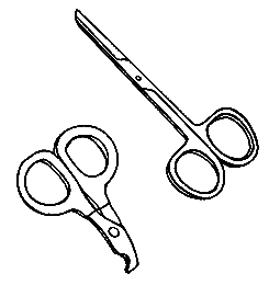 Ножницы с закругленными кон цами для выстригания сваляв шейся